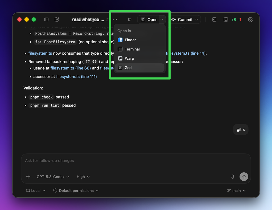 The codex desktop app